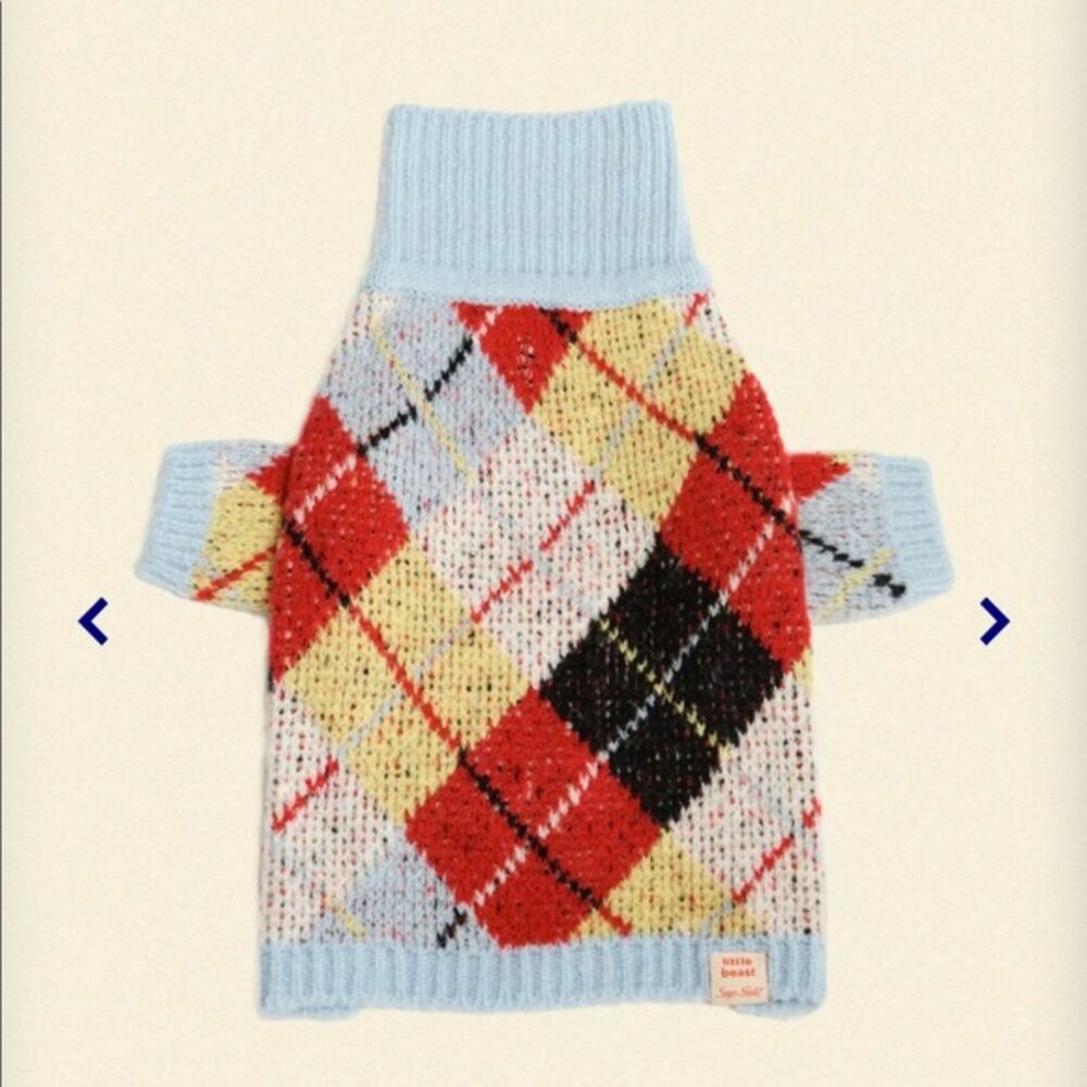 (NWT) Little Beast x Lisa Says Gah - Dog Sweater - Cirque Argyle (L)